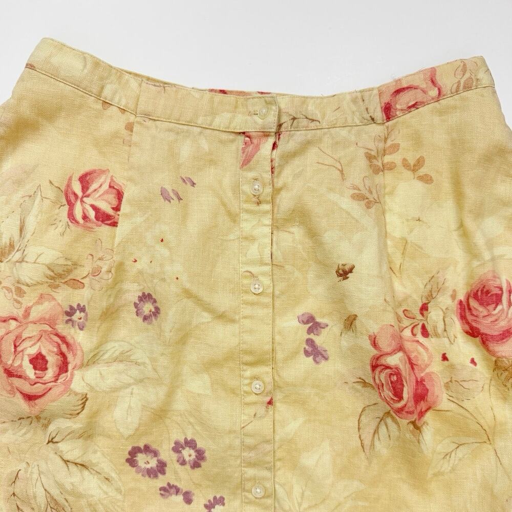 Lauren Ralph Lauren Linen Floral Button Front Skirt - Picture 4 of 10